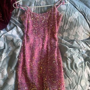 Lucy in the Sky Pink Sequin Midi Dress